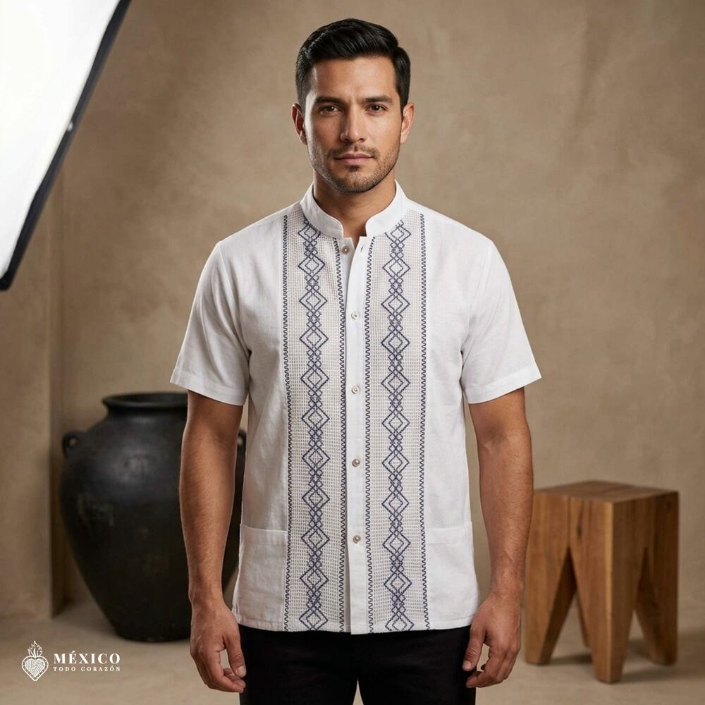 Traditional Mexican Embroidered Short Sleeve Shirt – Artisan Cultural Style